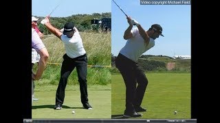 Jon Rahm golf swing  Long Iron faceon amp downtheline July 2017 [upl. by Edana982]