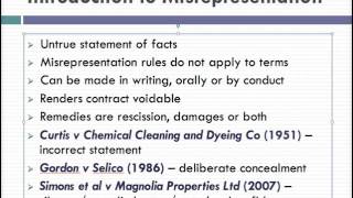 Misrepresentation Lecture 1 of 4 [upl. by Nylarej]